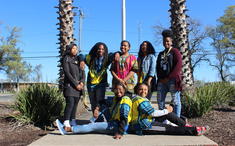 group of students posing outside